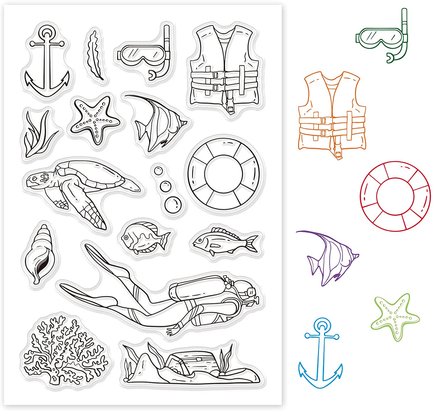 1PC Ocean World Diving Clear S - Clear Silicone Stamps For Card Making review and price