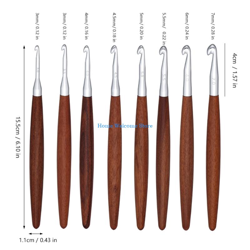 F68E 8Pcs Wooden Handle Croche - Wooden Crochet Hooks Ergonomic Handle review and price