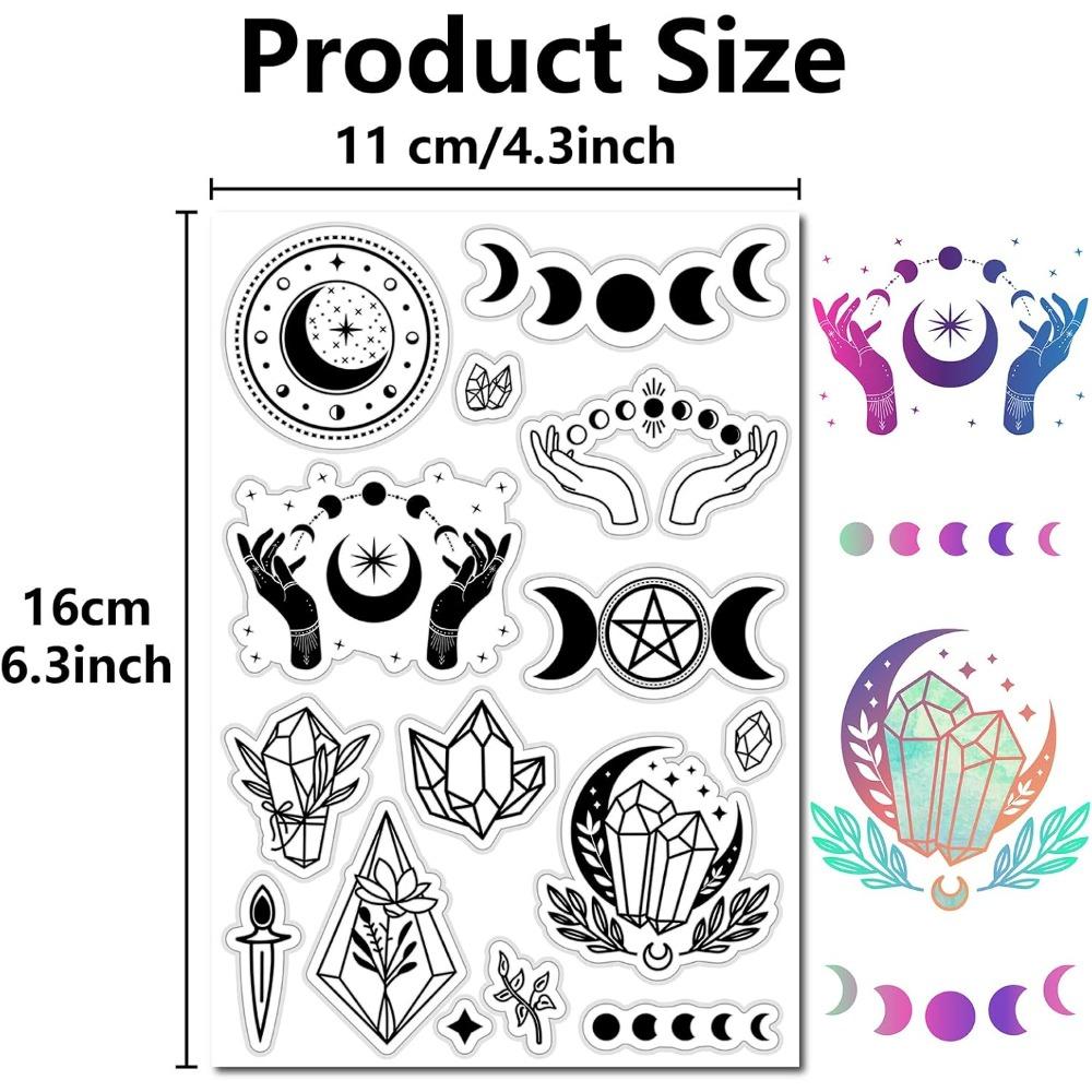 Moon Phase Crystal Rubber Stam - Clear Silicone Stamps For Card Making review and price