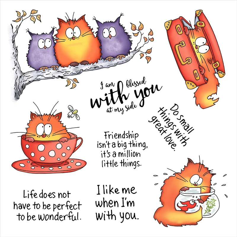 Kawaii Fatty Cats Owl Cutting  - Clear Silicone Stamps For Card Making review and price
